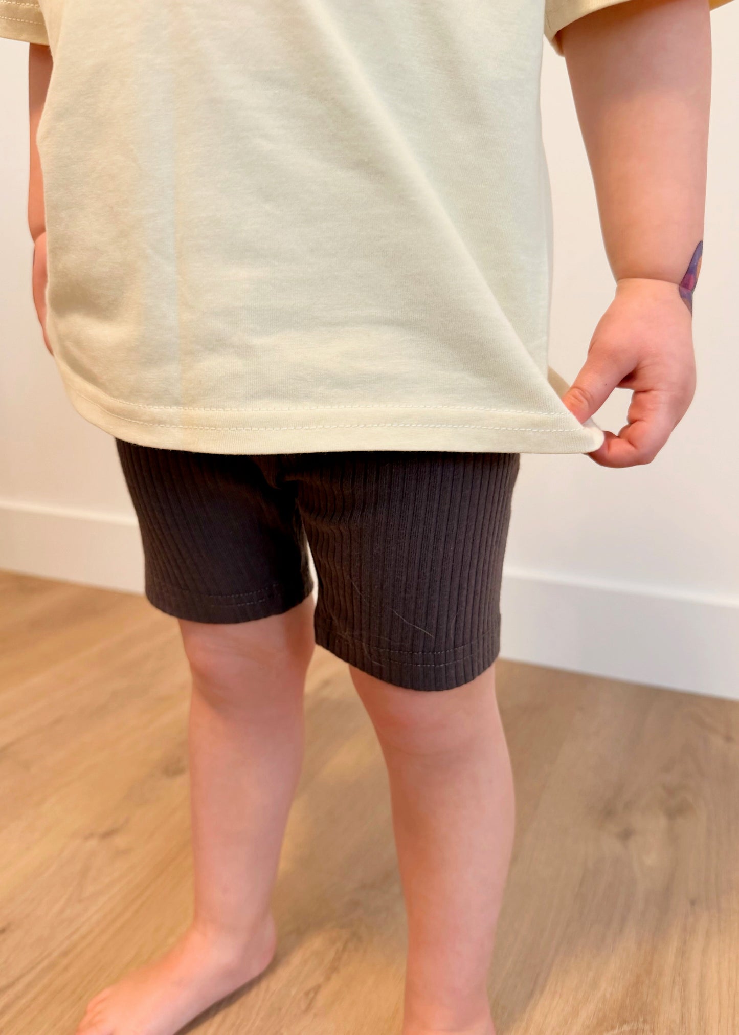 Ribbed Organic Cotton Biker Shorts - Boulder