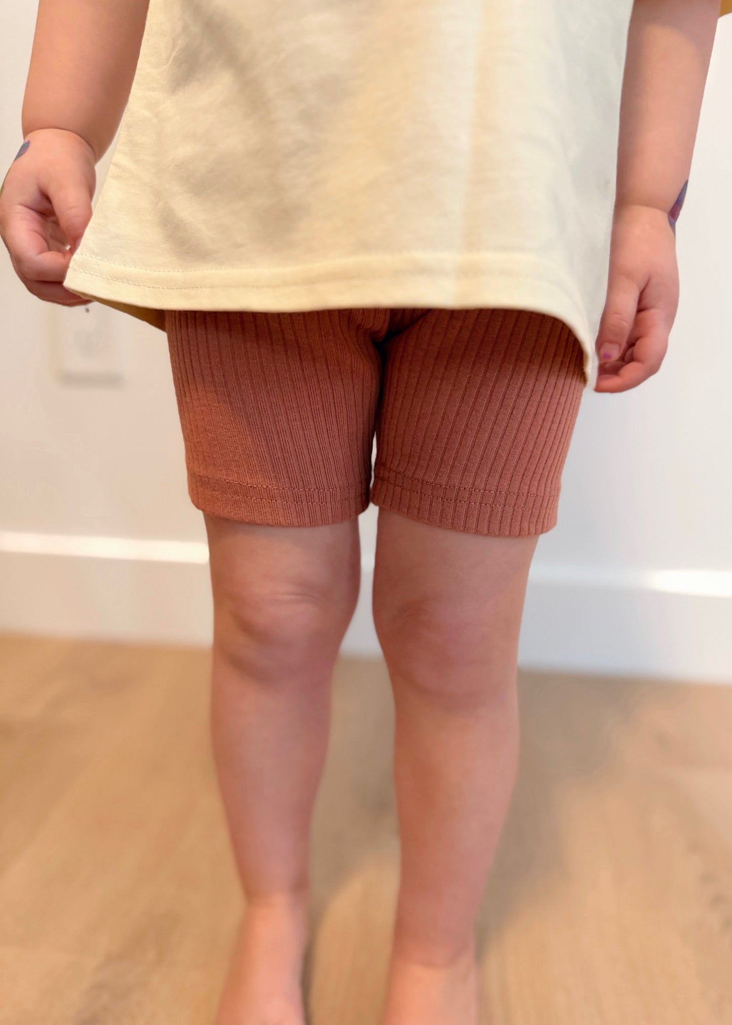 Ribbed Organic Cotton Biker Shorts - Blush
