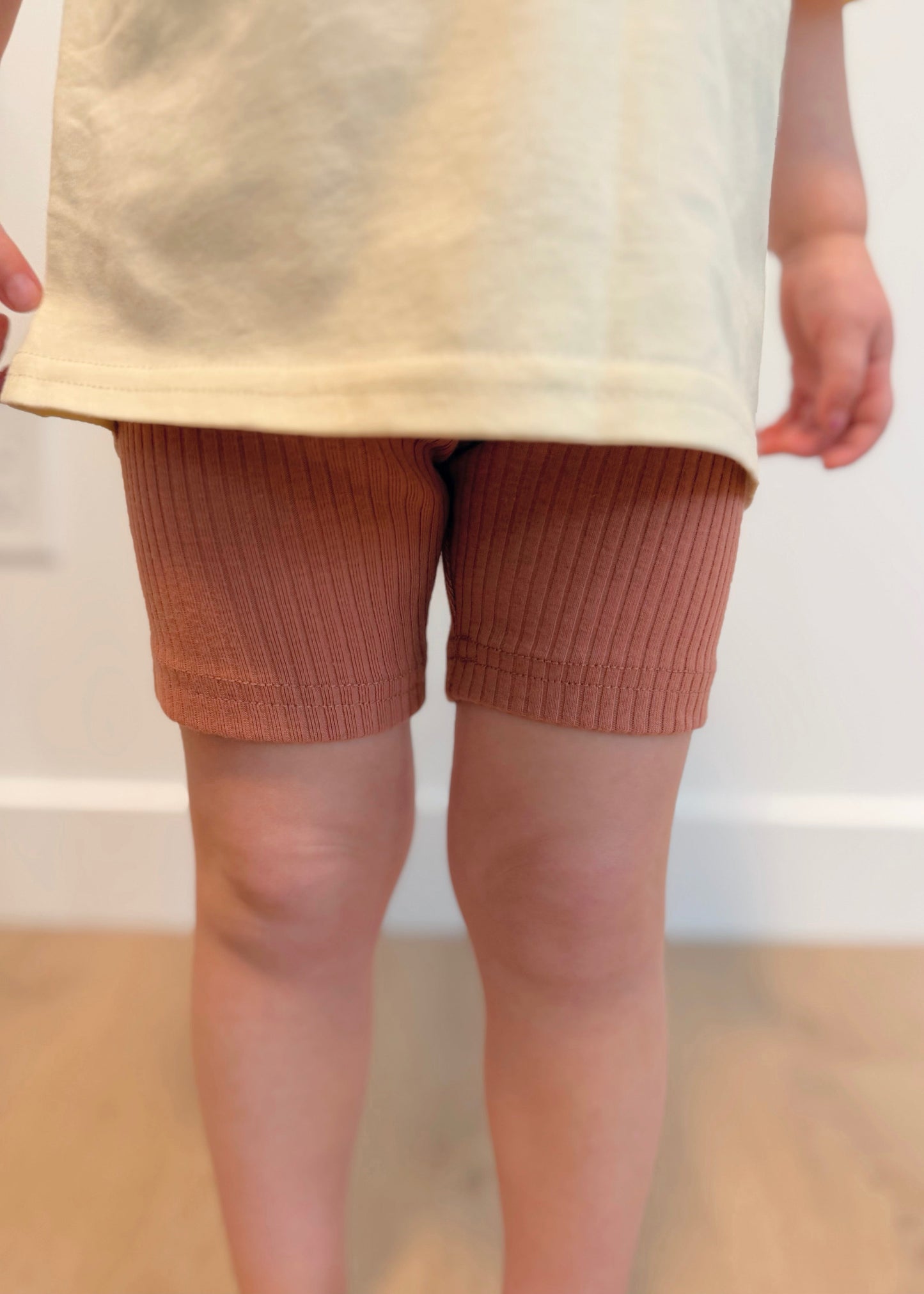 Ribbed Organic Cotton Biker Shorts - Blush