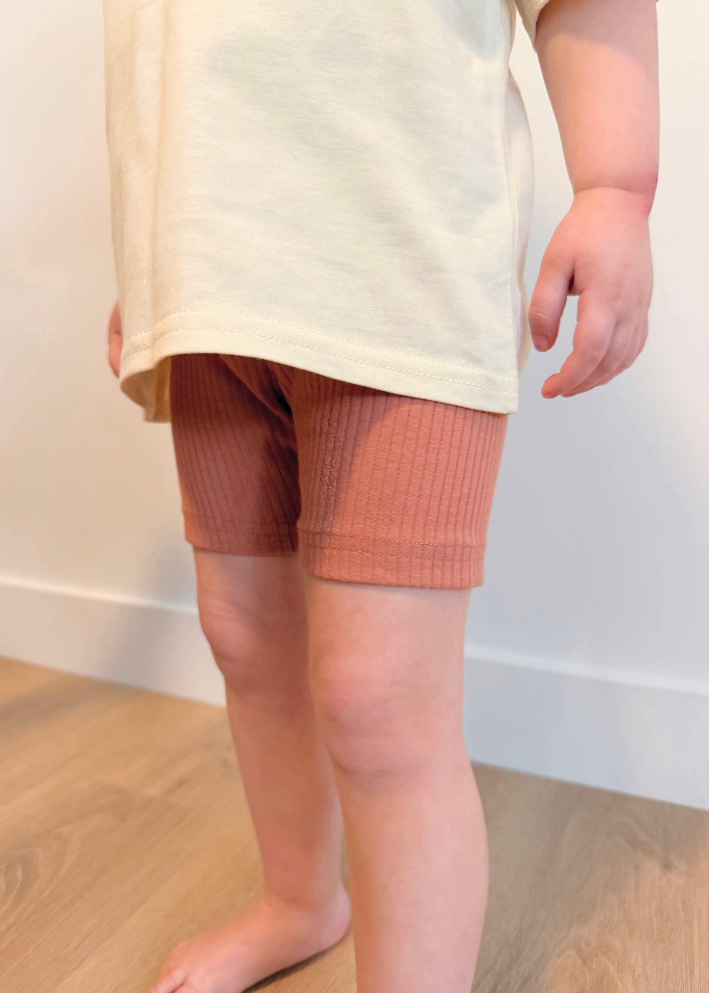 Ribbed Organic Cotton Biker Shorts - Blush