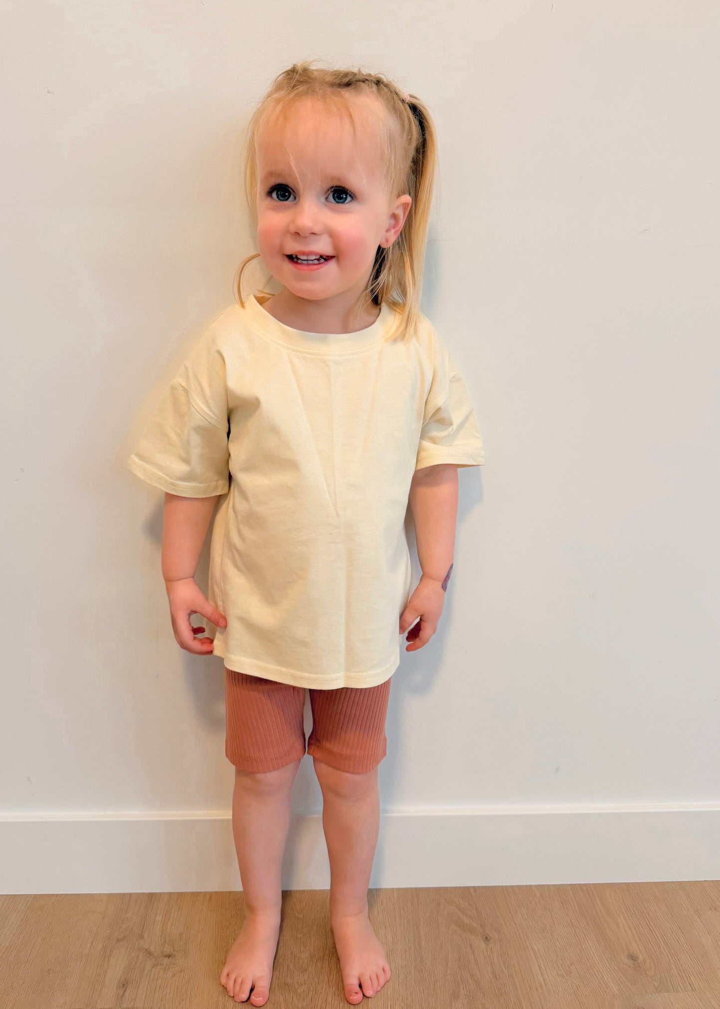 Ribbed Organic Cotton Biker Shorts - Blush