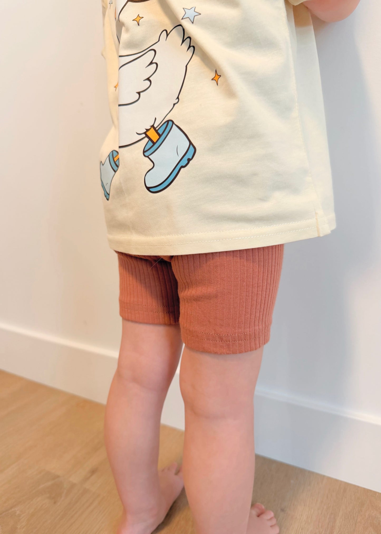 Ribbed Organic Cotton Biker Shorts - Blush