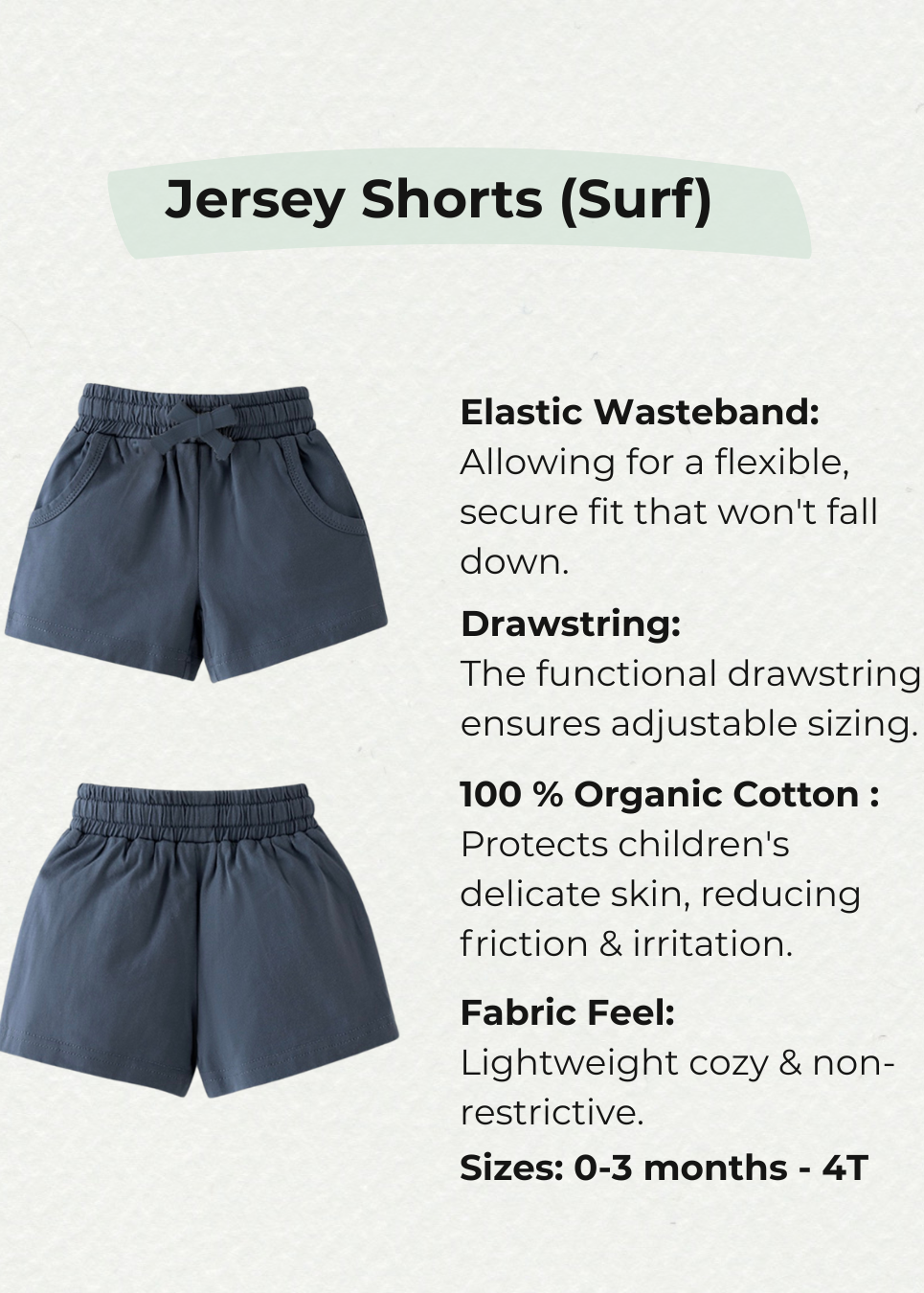 Jersey Organic Cotton Shorts - Surf