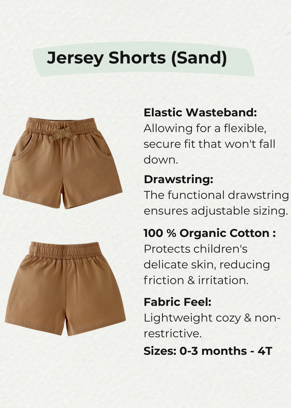 Jersey Organic Cotton Shorts - Sand