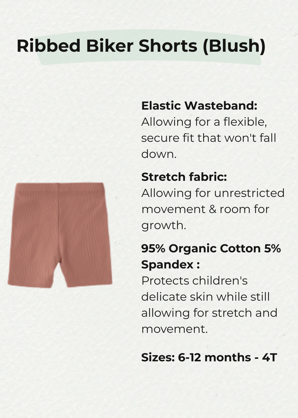 Ribbed Organic Cotton Biker Shorts - Blush