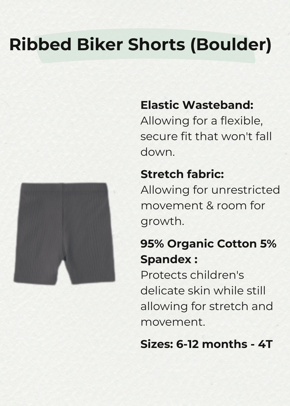 Ribbed Organic Cotton Biker Shorts - Boulder